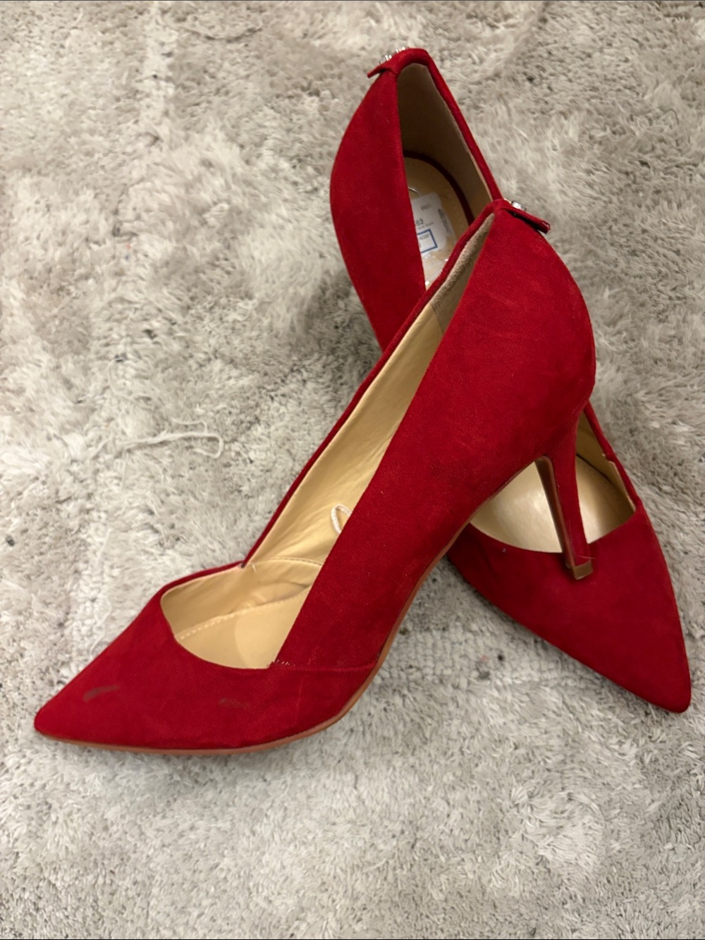 Calvin Klein Red Suede Pointed-Toe Stiletto Pumps